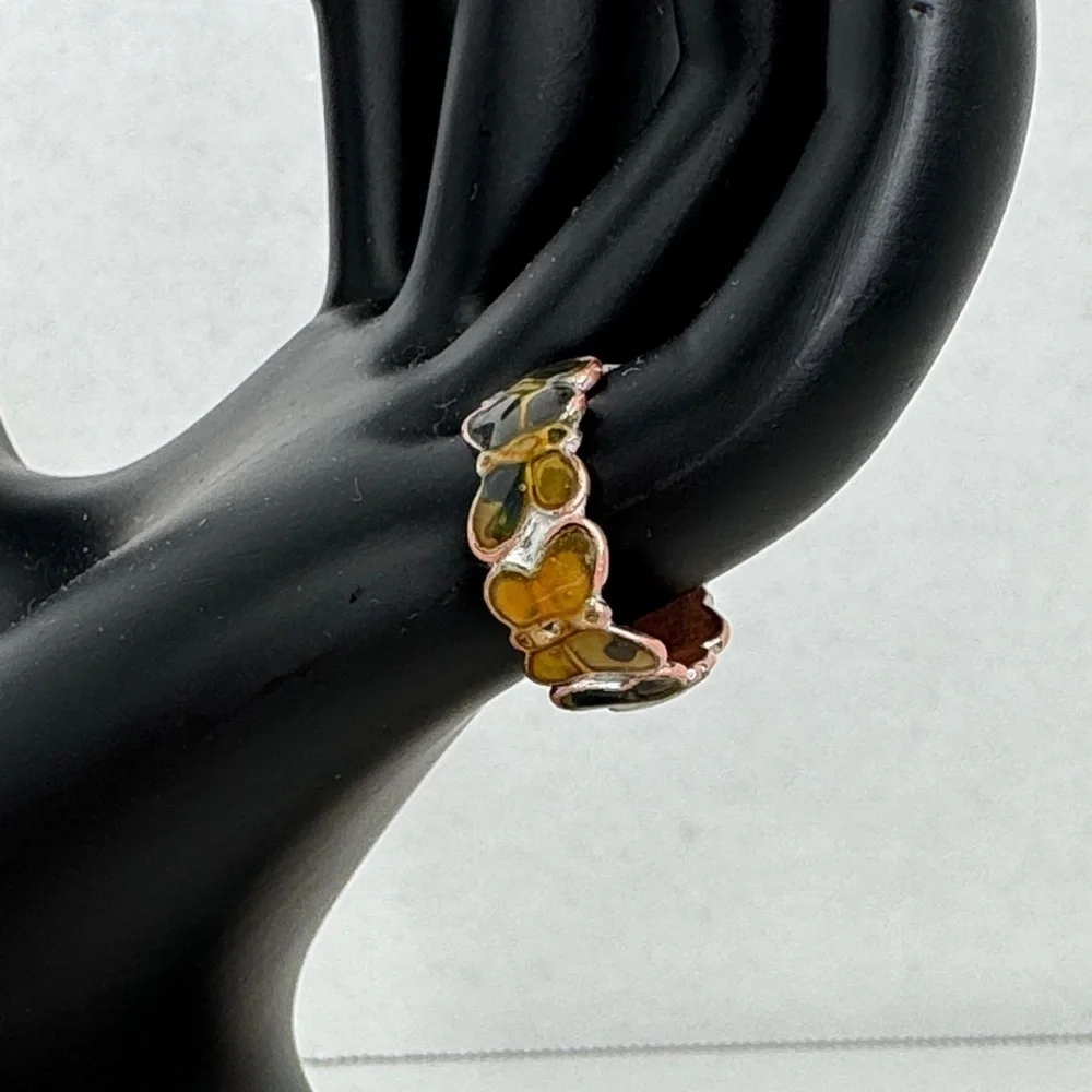 Vintage Estate Enamel Butterfly and Copper(?) Ring Sz 6 Lot D49 - Picture 6 of 10